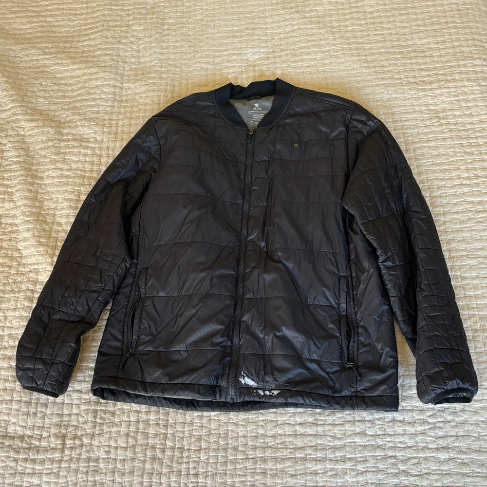 Roark Black Nylon Recycled Down Puffer Bomber Jacket
